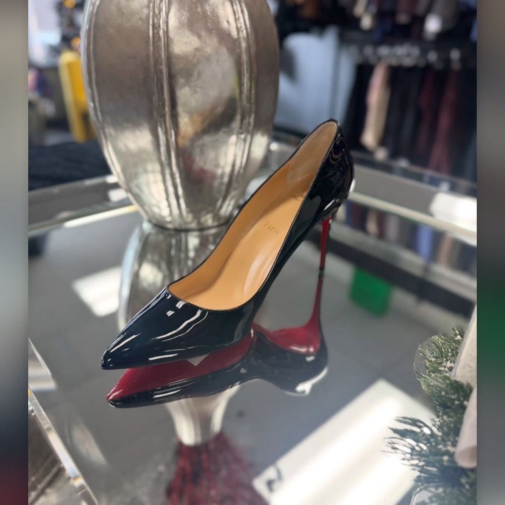 Christian Louboutin Glossy Black and Red Heels - Picture 3 of 4